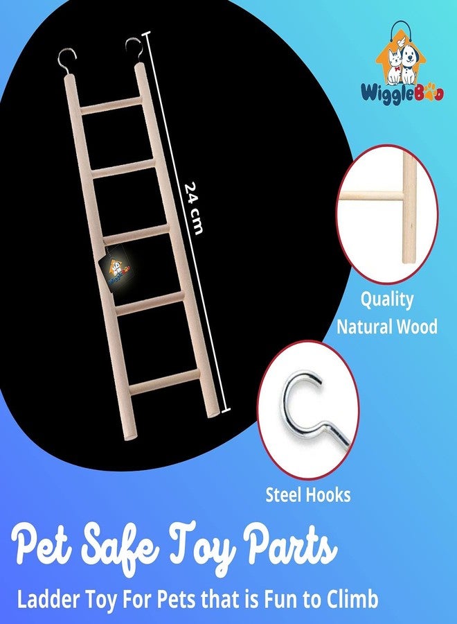 WiggleBoo لعبة سلم خشبي من 5 درجات من WiggleBoo للحيوانات الأليفة | للحيوانات الصغيرة - السنجاب الطائر، الهامستر، السنجاب، الشنشيلة، الجرذ | التسلق، التمرين والمرح - Image 2